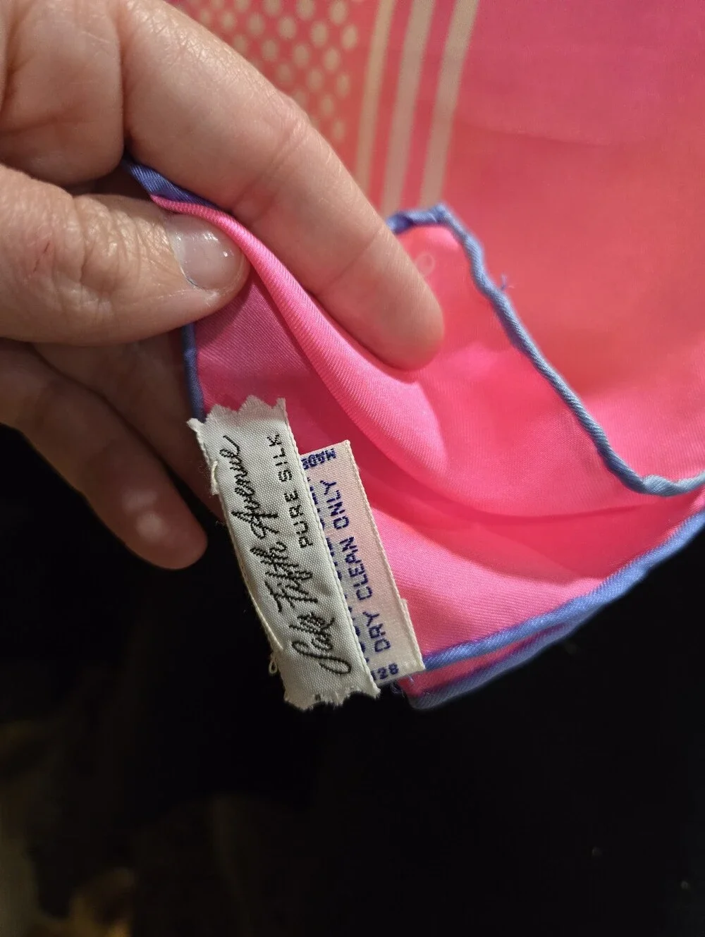 Saks Fifth Avenue Hot Pink and Periwinkle Silk Scarf
